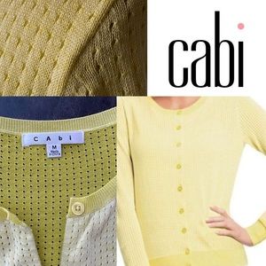 CAbi Daffodil Yellow Perforated Cotton Cardigan Sweater Medium 🌼